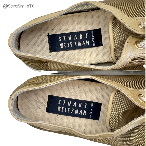 STUART WEITZMAN Metallic Gold Mesh Low Top Fashion Sneakers - Picture 10 of 16